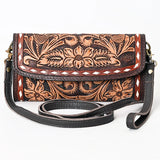 Brown Floral Tooled Crossbody