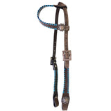 Turquoise One Ear Rawhide Laced Leather Headstall from Showman