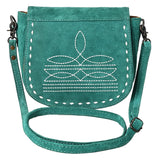 American Darling Turquoise Roughout Boot Stich Leather Crossbody