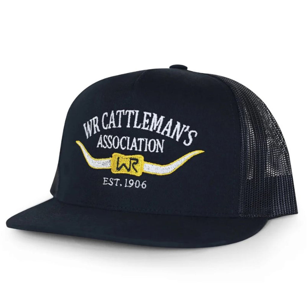 Black Mesh Back Snapback WR Cattleman's Association and Longhorns Embroidered Logo