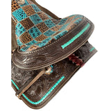 Double T Youth Teal Gator Patchwork Barrel Style Saddle