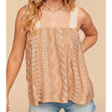 Bloom Women's Latte Aztec Crochet Strap Tank