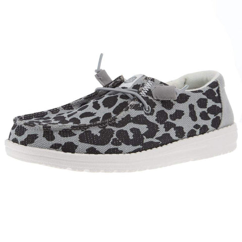 Hey Dude Womens Wendy Leopard Sparkle Black/Grey Shoes