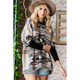 First Love Women's Cream/Black Aztec Dolman Sweater