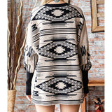 First Love Women's Cream/Black Aztec Dolman Sweater