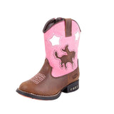 Girl's Brown & Pink Light Up Heel Square Toe Boot by Roper