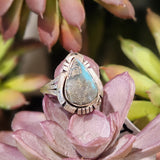 Sterling silver ring with a kingman turquoise stone in the shape of a tear drop 