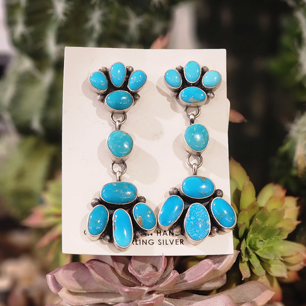 9 stone Kingman Turquoise earrings