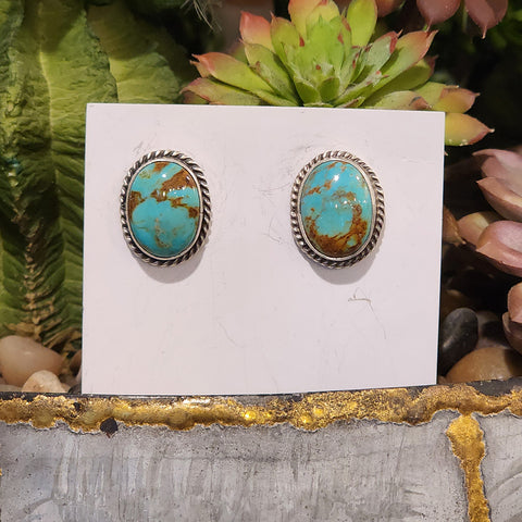 These  Kingman studs that are nickel size turquoise have a beautiful color and lots of beautiful  matrix in them 