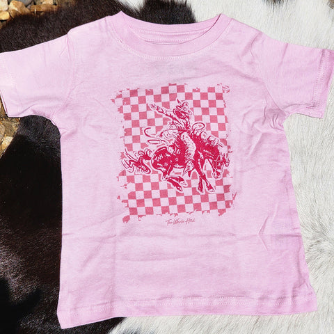 pink girl's bronc rider tee