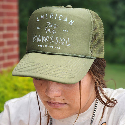 Green American Cowgirl Trucker Cap