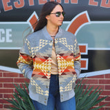 Pendleton Smith Rock Bomber Jacket  a beautiful mix if steel blue, grey, yellow & orange 