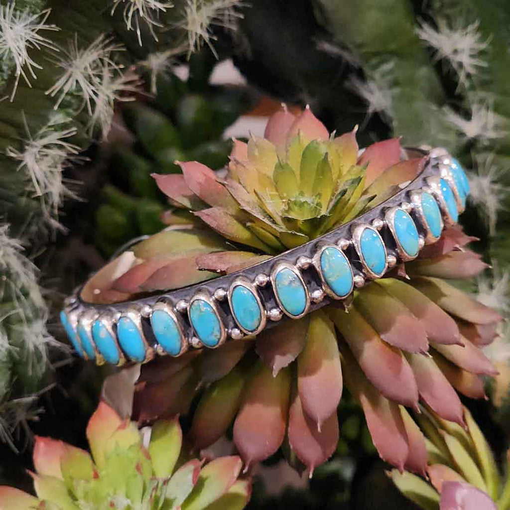 Kingman Turquoise Sterling silver bangle Bracelet 