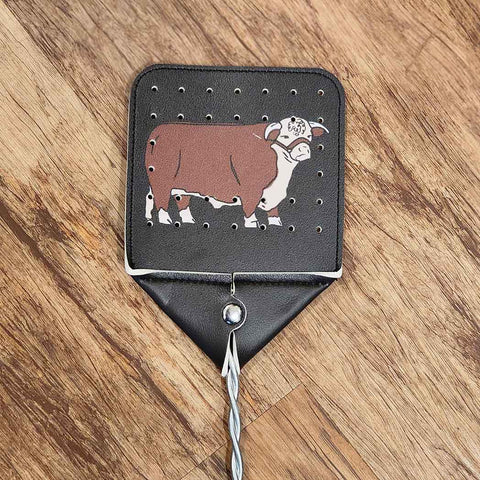 leather fly swatter with Hereford Bull picture 