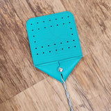 Turquoise Fly swatter with Boot stitch print 