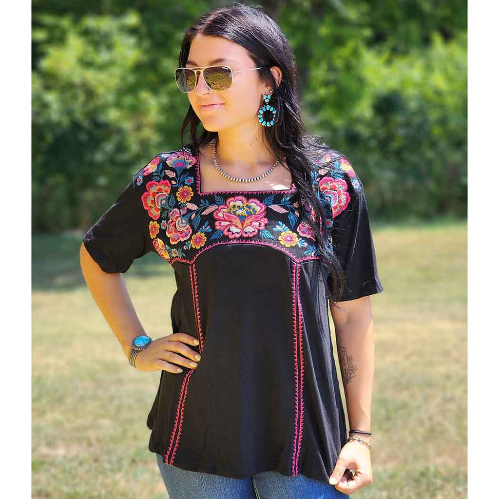 Black Embroidered Top