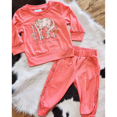 peach jogger with horse graphic 