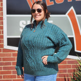 very comfortable and stretchy 1/4 Zip Teal Pullover Sweater