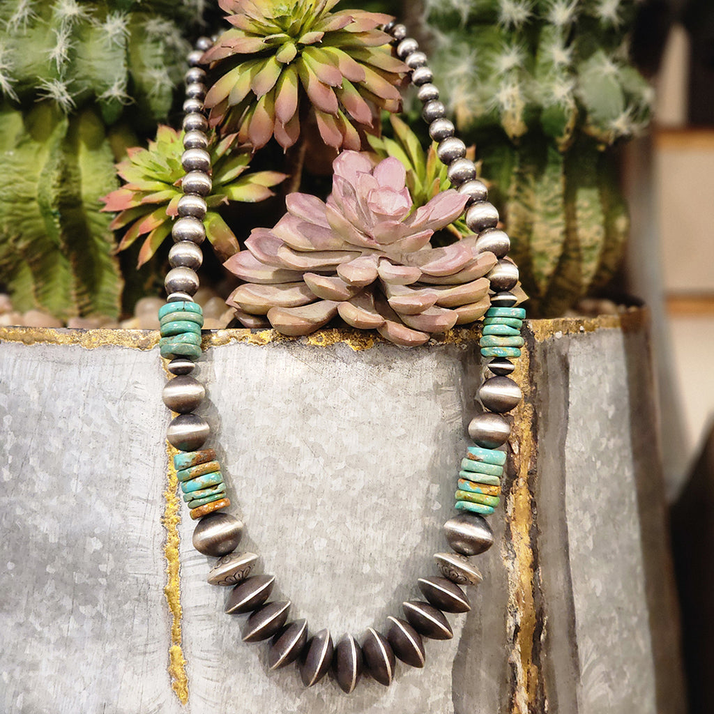 " Cameron " Navajo Pearl Turquoise Statement Necklace