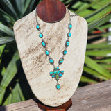 17 stunning stones of Sonoran gold Turquoise set in a stunning necklace. Beautiful statement necklace 