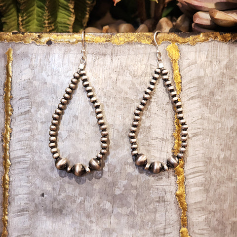 2.5 inch Navajo Pearl Teardrop shape earrings 