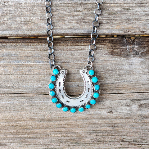 " Hattie " Turquoise Horseshoe Necklace