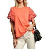 Coral Crotched Sleeved Top