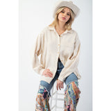 Easel Cream Printed Button Down Shirt