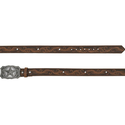 Arena Ace Boy's Scroll Embossed Belt with Star Cutouts