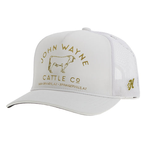 White Cap with Gold Stitched Logo