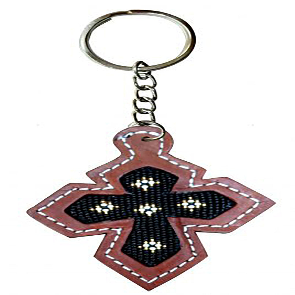 Shiloh Black Beaded Cross Keychain