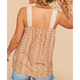 Bloom Women's Latte Aztec Crochet Strap Tank