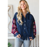 Oli & Hali Plaid Sleeve Fray Jacket