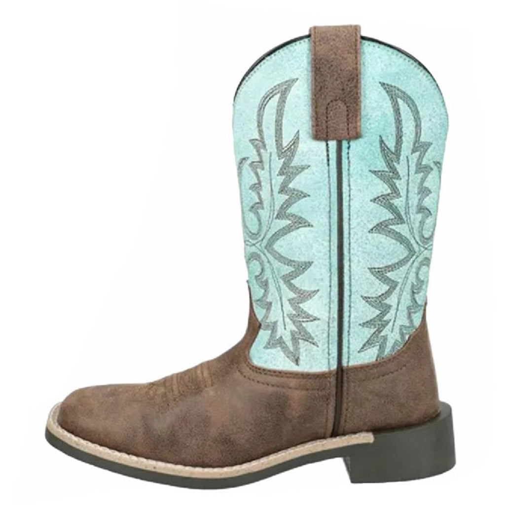 Smoky Mountain Kid's Brown & Mint Square Toe Boots