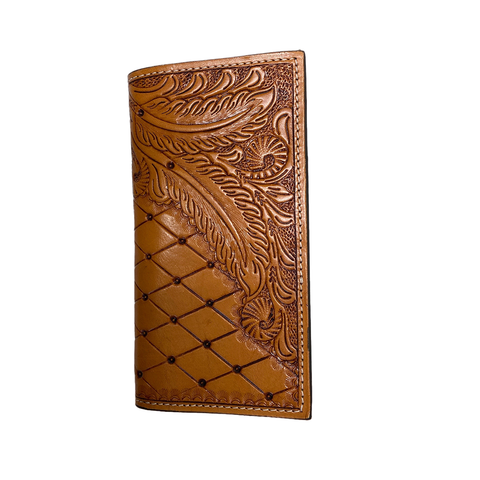 Twisted X Tan Diamond Weave Feather Tooled Rodeo Wallet