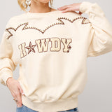 Blue B Women's Cream Boot Stitch Howdy Sweatshirt