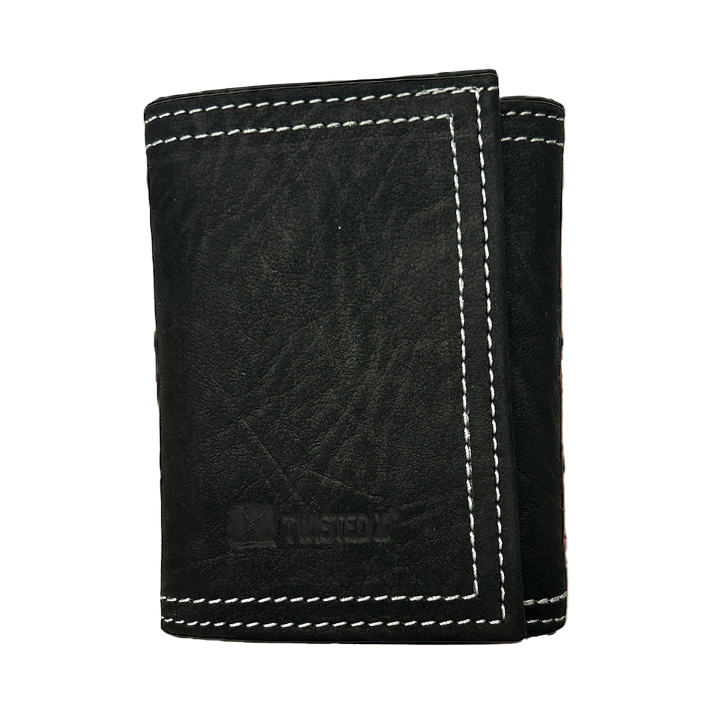 Black Leather Trifold Wallet by Twisted X