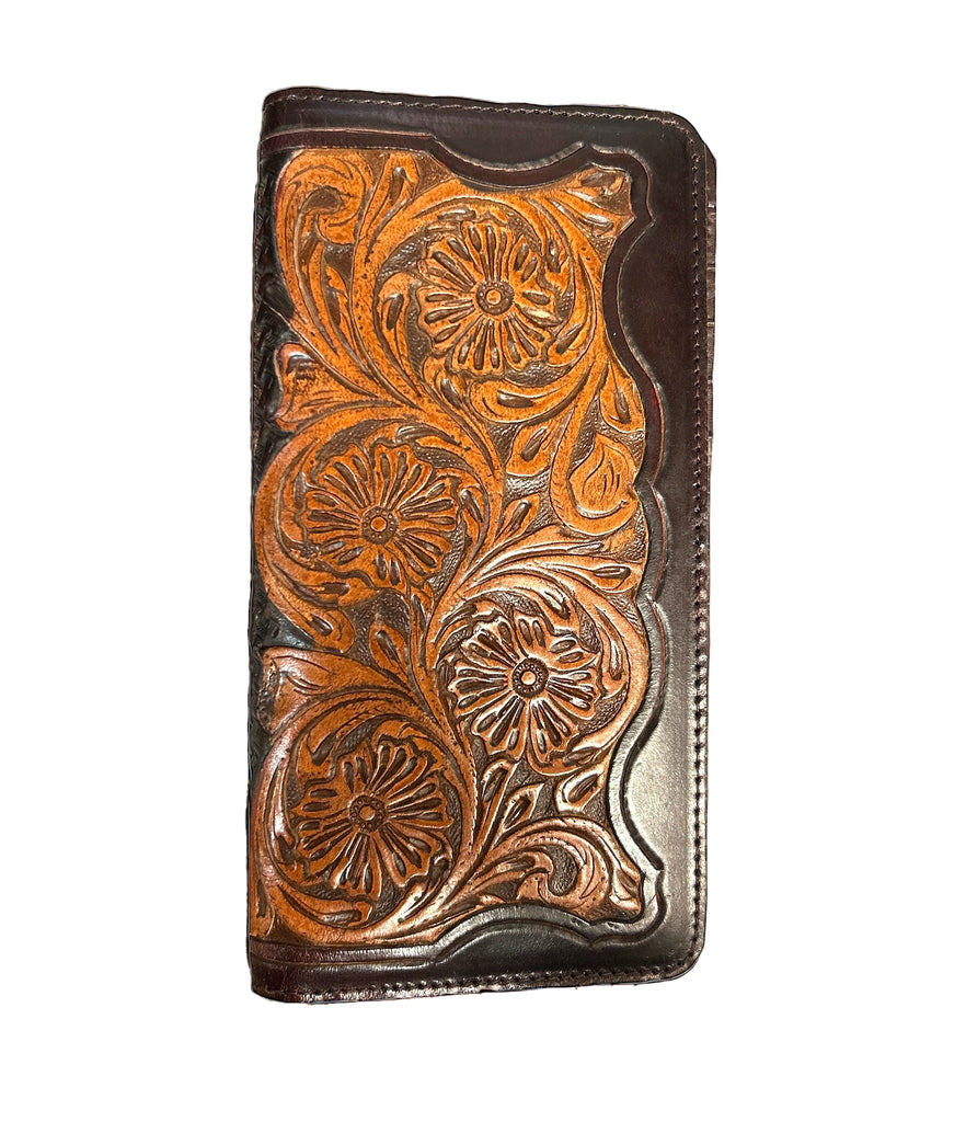 Brown & Tan Floral Tooled Rodeo Wallet by Ranger