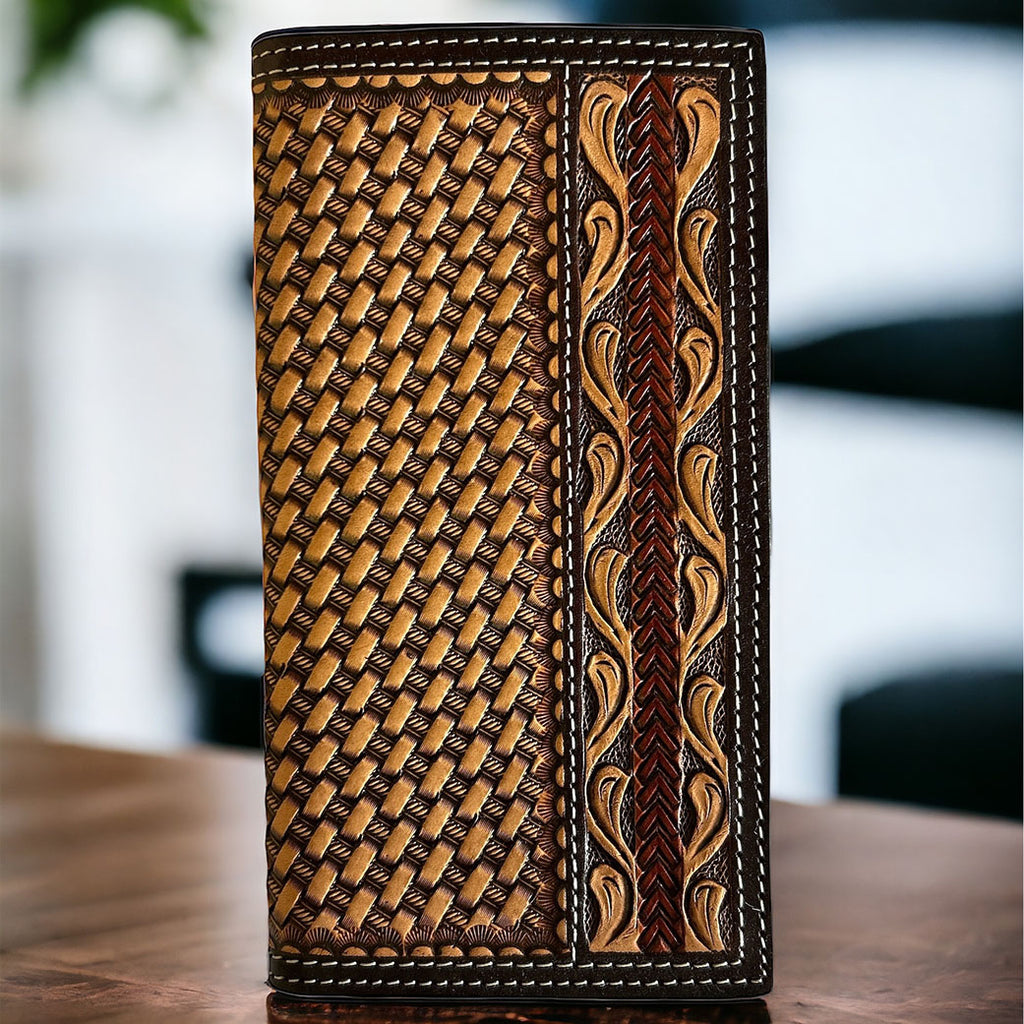 Twisted X Basket Tooled Check Book