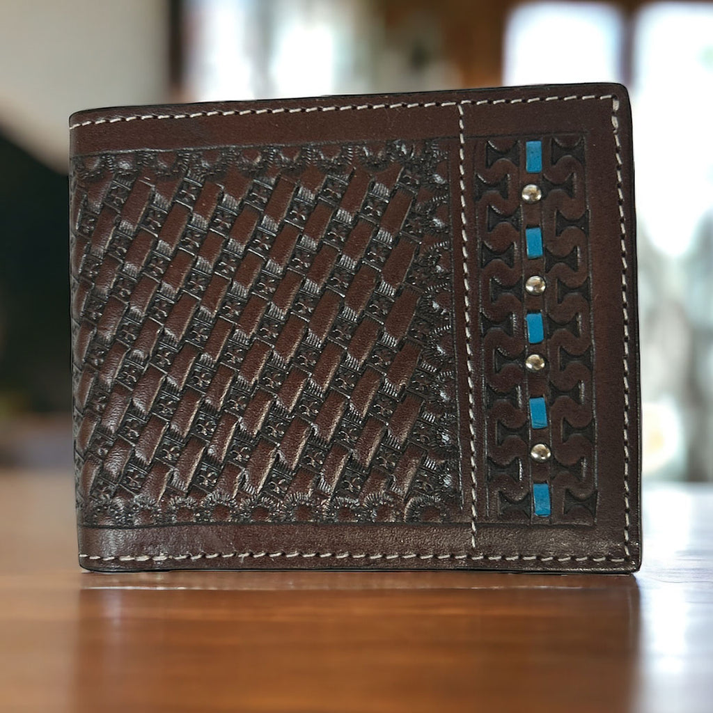 Twisted X Turquoise Buckstitch Nail Head Bifold