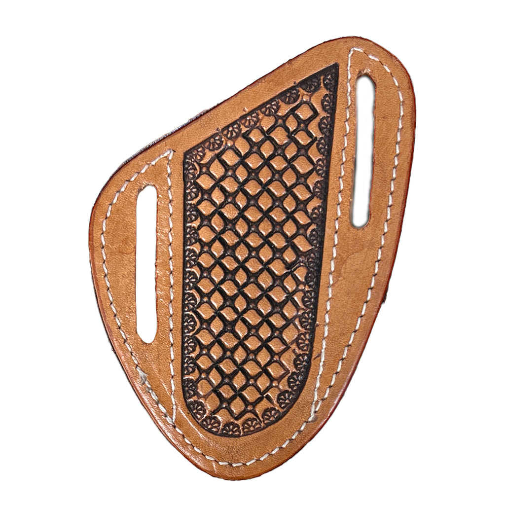 Light Tan Clover Tooled Leather Knife Sheath by Circle SH