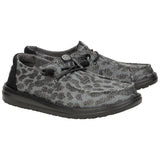 Hey Dude Women's Black and Silver Sparkle Leopard Print Slip-on Shoes 