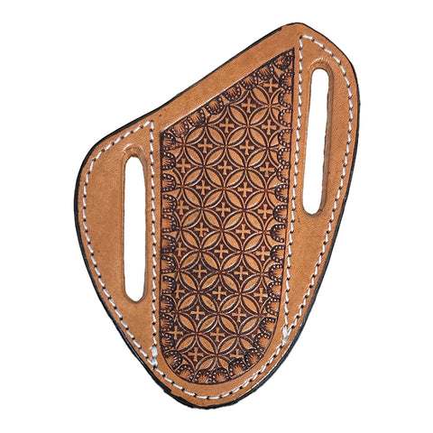 Light Tan Snowflake Tooled Leather Knife Sheath from Circle SH