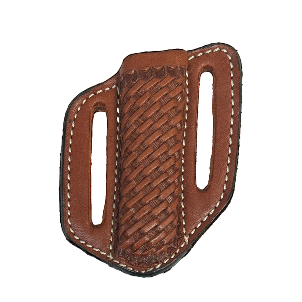 Tan Baket Weave Leather Knife Sheath by Circle SH