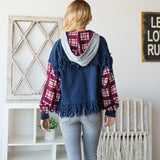 Oli & Hali Plaid Sleeve Fray Jacket