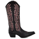 Corral Women's Black With Pink Embroidery Boots