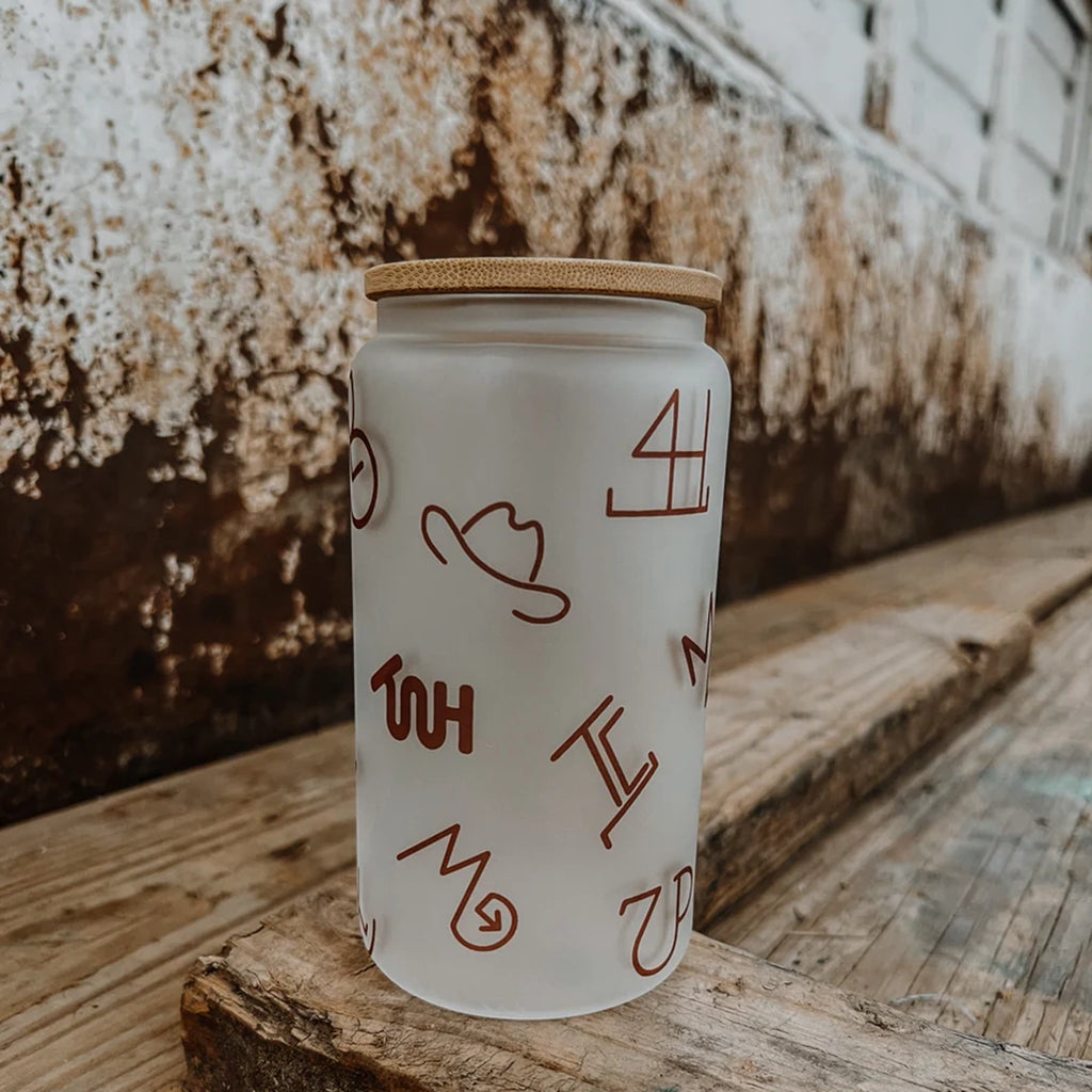 Ranch House Frosted Glass Can Tumbler in Rust Brands by The Whole Herd