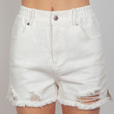 Very G Women's White Hi Waist Pleat Short