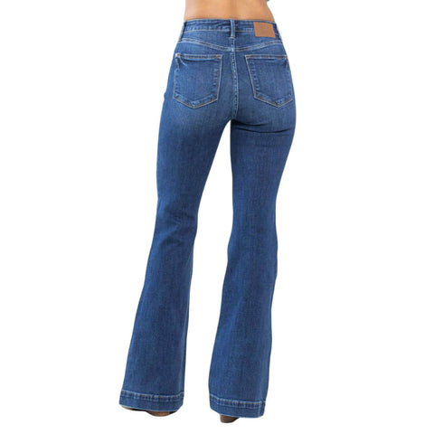 High Waisted Wide Hem Flare Jeans