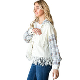 Oli & Hali Plaid Sleeve Fray Jacket